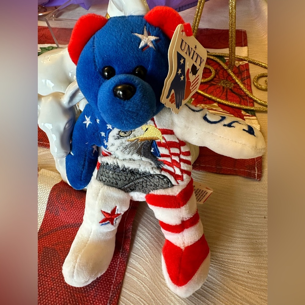 USA Team Bears Authentic "Liberty & Justice For All" Beanie Bear 8" Tall New
